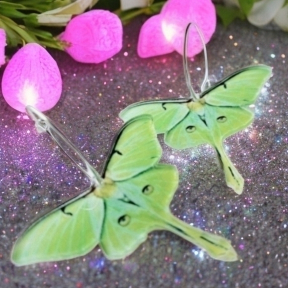 MODCLOTH ACRYLIC LUNA MOTH EARRINGS